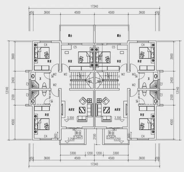 天博官网入口农村别墅户型图三层85X13米双拼带车库套间（含平面图）(图4)