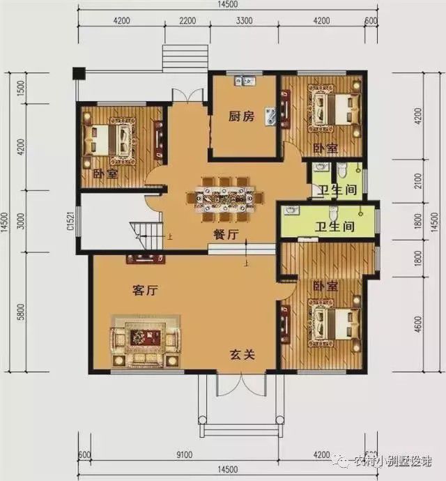 天博体育官方平台入口145X145米二层层农村小别墅外观简约豪华大气挑空客厅(图2)