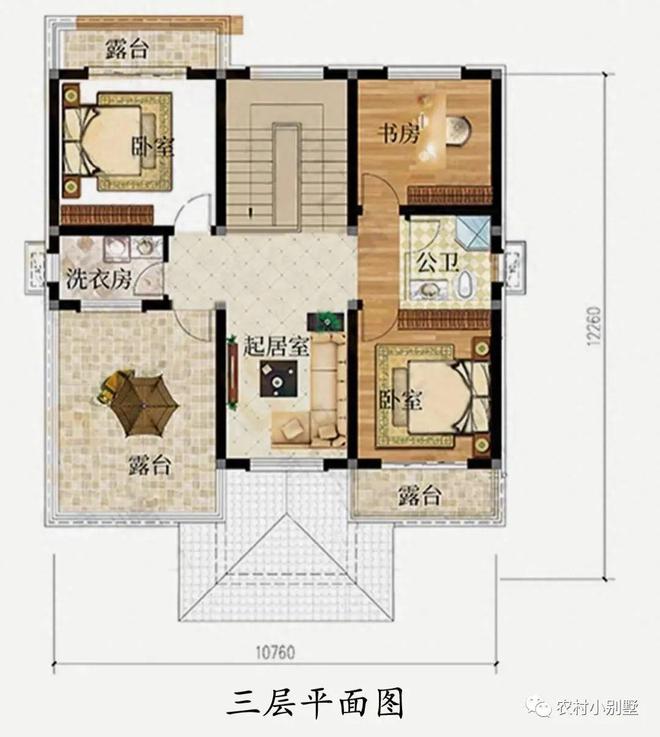 天博官网入口开间10米最火三层新中式农村自建别墅3层新中式设计自建房(图4)