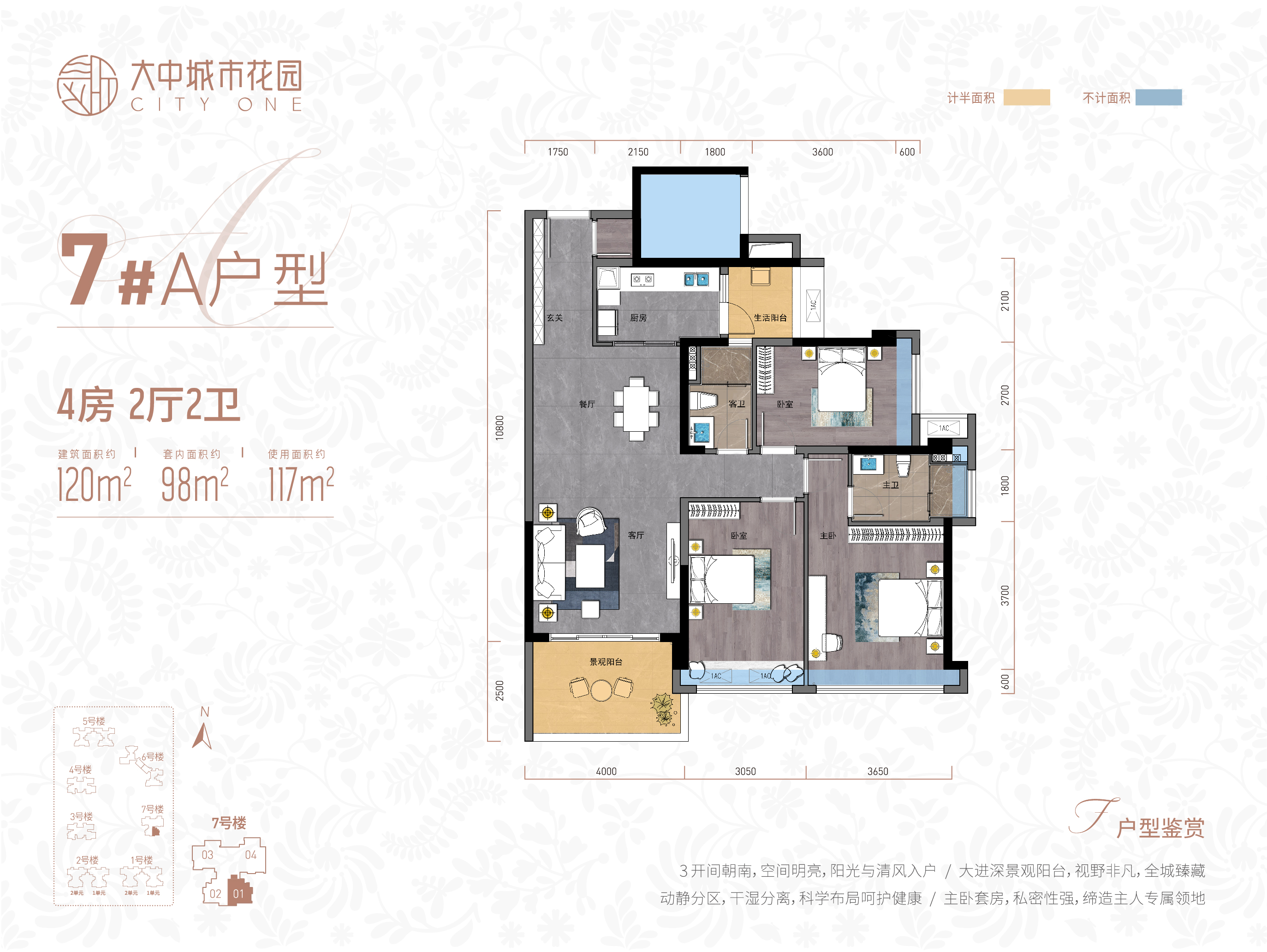 天博官网赤坎大中城市花园户型图公布 建面为120 ㎡