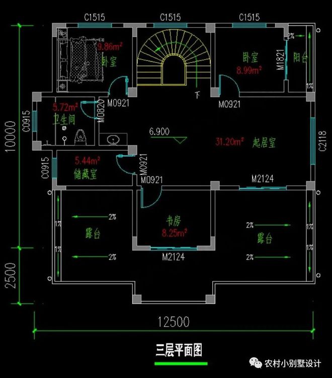 天博官网入口南北通透占地131平方户型三层欧式别墅2024返乡建房最佳户型(图5)