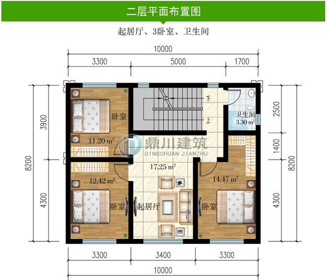 天博官网10×7米三层别墅简单大方6间卧室设计农村建房主体23万(图4)