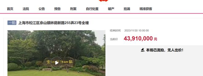 天博官网上海市一栋价值6272万占地33亩别墅拍卖被人捡漏3513万竞得(图3)