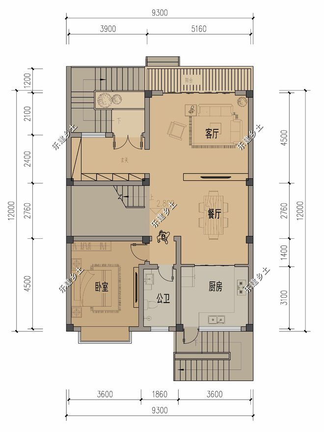 天博官网江西上饶李家新中式别墅定制设计四层9X12米(图2)